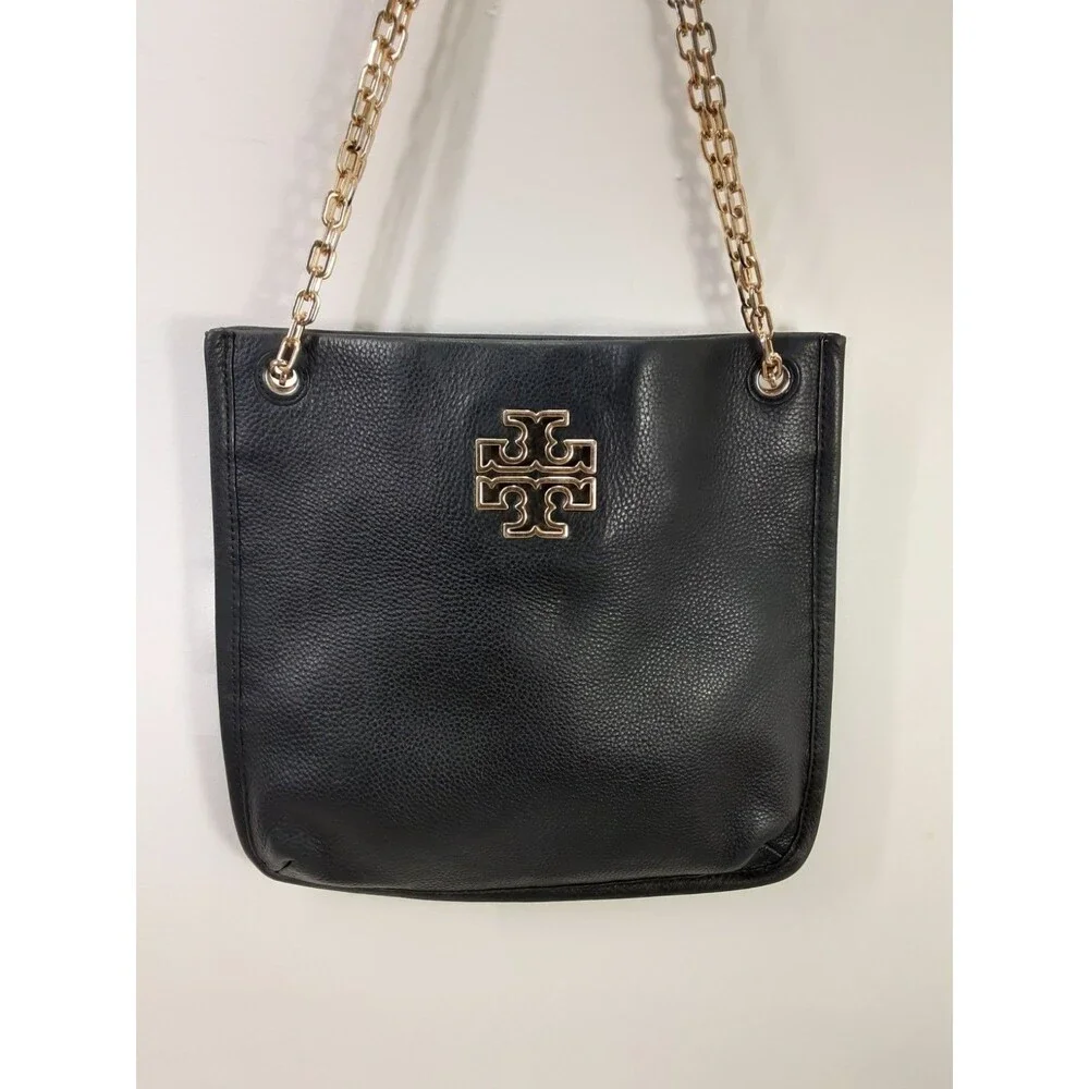 Tory Burch Black Pebbled Leather Crossbody Bag Shoulder Handbag Convertible